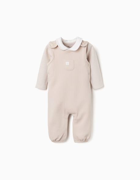Ensemble body rayé + combinaison en coton Gris clair 1 - vertbaudet enfant 