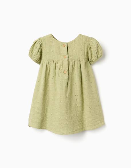 Robe en coton avec broderie anglaise Vert clair 2 - vertbaudet enfant 