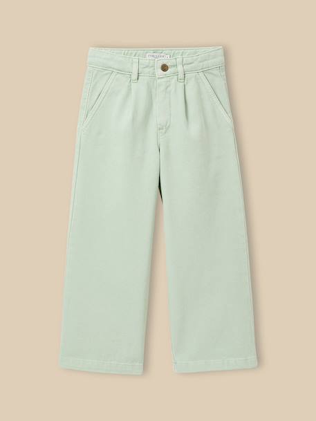 Fille-Pantalon large  en denim couleur - collection junior