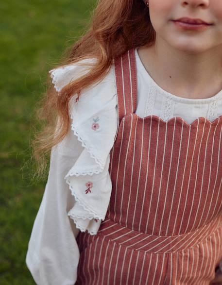 Salopette en sergé de coton à rayures Rose 2 - vertbaudet enfant 