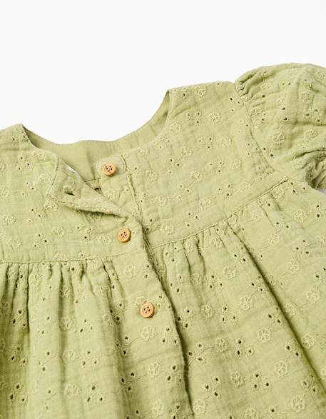 Robe en coton avec broderie anglaise Vert clair 3 - vertbaudet enfant 