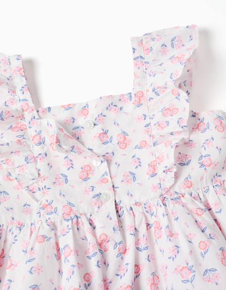 Robe en popeline à motif floral et volants Blanc 3 - vertbaudet enfant 