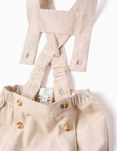 Body-polo + short en velours côtelé Gris clair 4 - vertbaudet enfant 