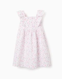 Robe en popeline à motif floral et volants  - vertbaudet enfant