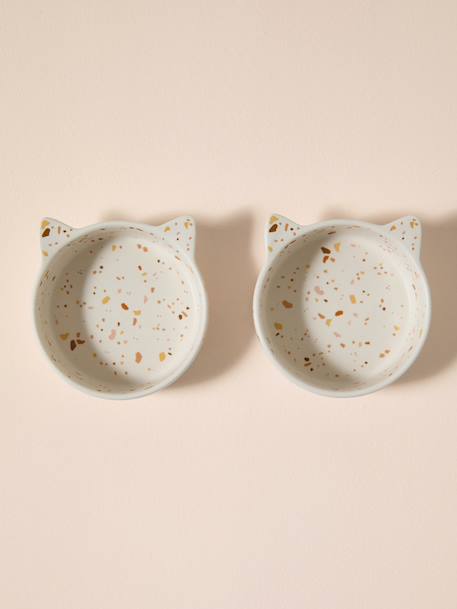 Lot de 2 gamelles pour chat en céramique blanc imprimé+écru 10 - vertbaudet enfant 