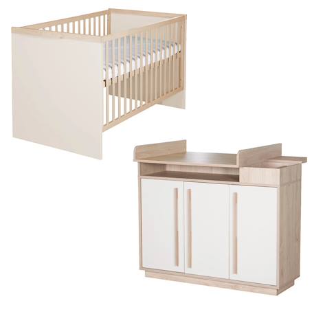 Chambre bébé évolutive - lit + commode à langer elva Cachemire - noyer de virginie 2 - vertbaudet enfant 