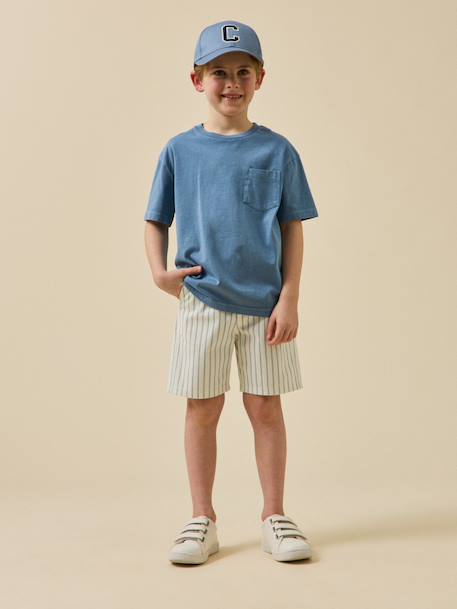T-shirt garçon - coton biologique Celadon+Denim bleu 10 - vertbaudet enfant 