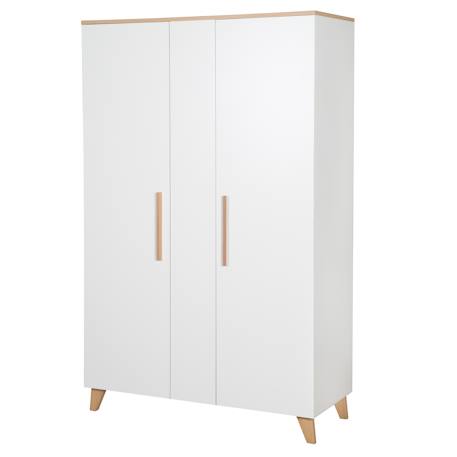 Chambre bébé 3 pcs - lit cododo 2en1 + commode à langer et armoire leon Blanc - chêne othello 3 - vertbaudet enfant 