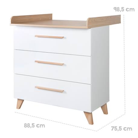 Chambre bébé évolutive - lit + commode à langer leon Blanc - chêne othello 5 - vertbaudet enfant 