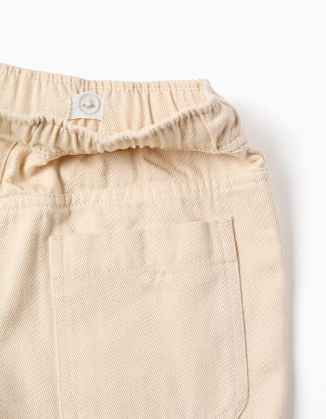 Short midi en sergé avec cordon de serrage Beige 3 - vertbaudet enfant 