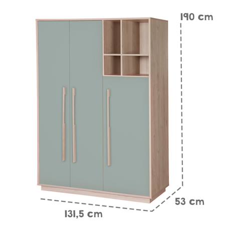 Armoire 3 portes 4 niches selva Vert sauge - noyer de virginie 5 - vertbaudet enfant 