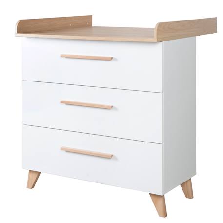 Chambre bébé évolutive - lit + commode à langer leon Blanc - chêne othello 3 - vertbaudet enfant 