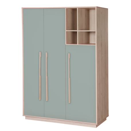 Armoire 3 portes 4 niches selva Vert sauge - noyer de virginie 1 - vertbaudet enfant 