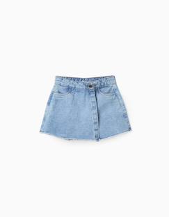 -Jupe-short en jean à ourlet effiloché