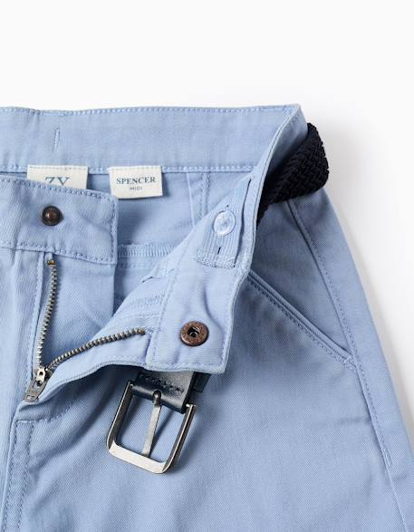 Short midi en sergé avec ceinture Blanc+Bleu clair+Jaune 7 - vertbaudet enfant 