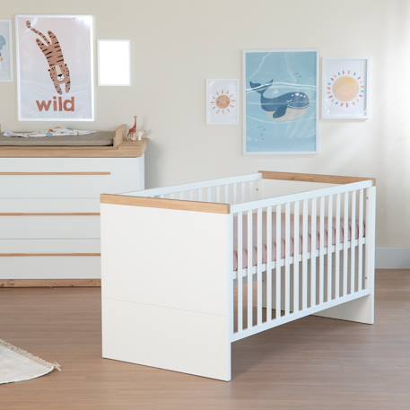 Lit bébé évolutif lumo Blanc - chêne artisan 6 - vertbaudet enfant 
