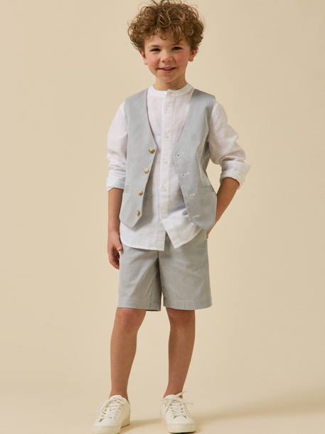 Gilet de costume rayé garçon – collection fêtes et mariages Rayure bleu grise 5 - vertbaudet enfant 