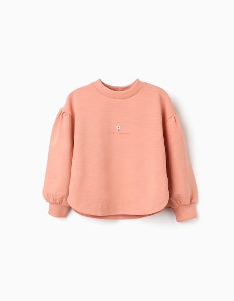 Fille-Sweat en coton avec fleur brodée