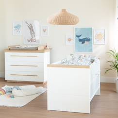 Chambre et rangement-Chambre bébé évolutive - lit + commode à langer lumo
