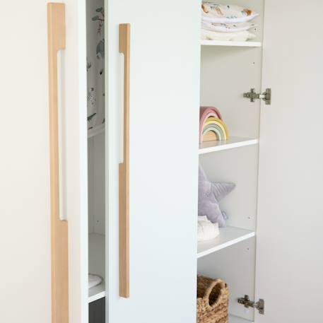 Armoire 3 portes à fermeture douce lumo Blanc - chêne artisan 4 - vertbaudet enfant 