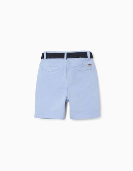 Short midi en sergé avec ceinture Blanc+Bleu clair+Jaune 6 - vertbaudet enfant 