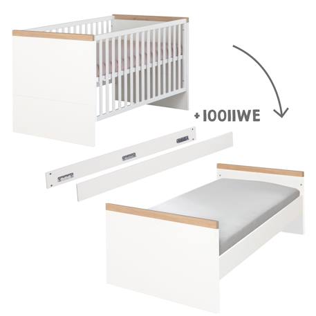 Lit bébé évolutif lumo Blanc - chêne artisan 4 - vertbaudet enfant 