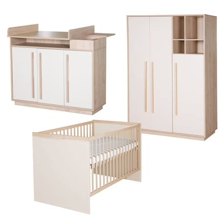 Chambre bébé complète - lit évolutif + commode à langer et armoire elva Cachemire - noyer de virginie 2 - vertbaudet enfant 