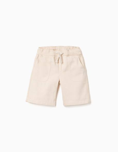 Short midi en sergé avec cordon de serrage Beige 1 - vertbaudet enfant 