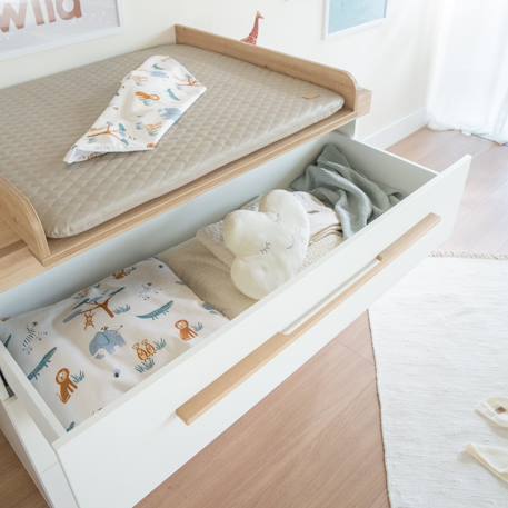 Commode évolutive avec extension à langer amovible lumo Blanc - chêne artisan 2 - vertbaudet enfant 