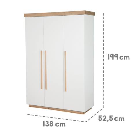 Armoire 3 portes à fermeture douce lumo Blanc - chêne artisan 5 - vertbaudet enfant 
