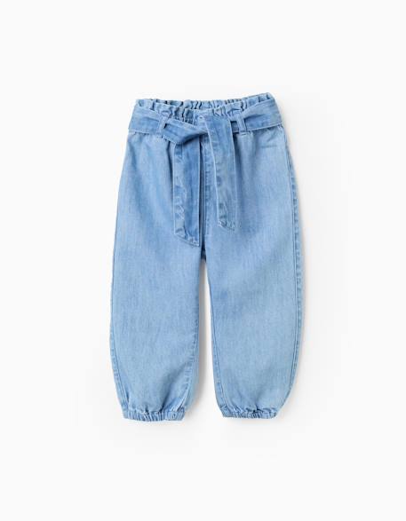 Bébé-Pantalon en jean avec taille paperbag et ceinture