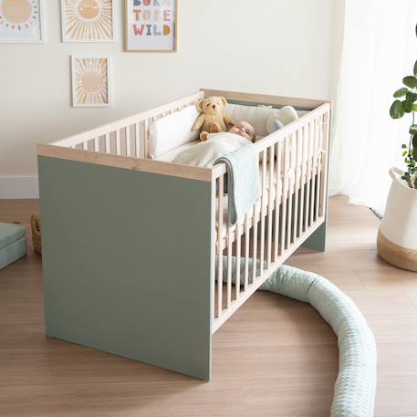 Lit bébé évolutif selva Vert sauge - noyer de virginie 6 - vertbaudet enfant 