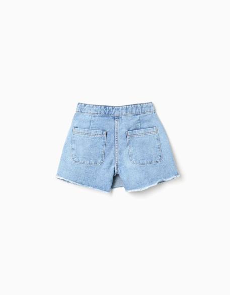 Jupe-short en jean à ourlet effiloché Bleu 2 - vertbaudet enfant 
