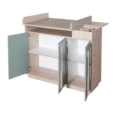 Chambre bébé évolutive - lit + commode à langer selva Vert sauge - noyer de virginie 4 - vertbaudet enfant 