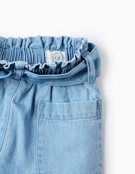 Short en jean avec taille paperbag et ceinture Bleu 3 - vertbaudet enfant 