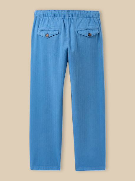 Pantalon chevrons garçon Denim bleu+Vert 2 - vertbaudet enfant 