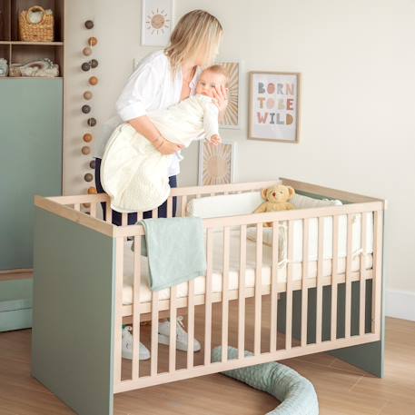 Lit bébé évolutif selva Vert sauge - noyer de virginie 4 - vertbaudet enfant 