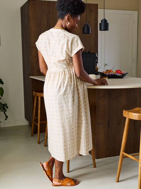 Robe longue boutonnée grossesse coton bio écru 4 - vertbaudet enfant 