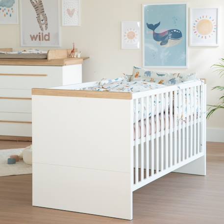 Lit bébé évolutif lumo Blanc - chêne artisan 1 - vertbaudet enfant 