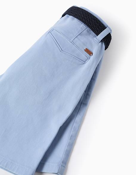 Short midi en sergé avec ceinture Blanc+Bleu clair+Jaune 8 - vertbaudet enfant 