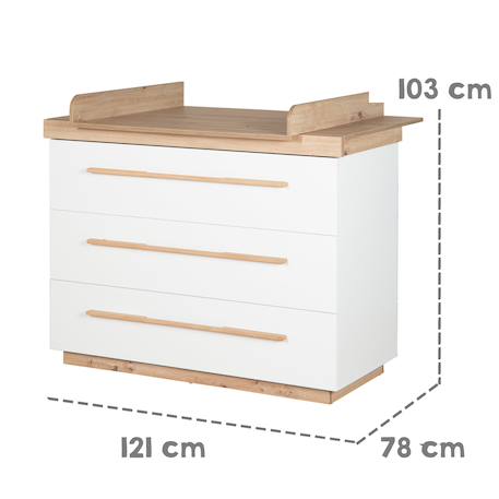 Commode évolutive avec extension à langer amovible lumo Blanc - chêne artisan 5 - vertbaudet enfant 