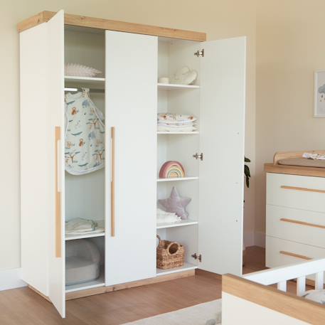 Armoire 3 portes à fermeture douce lumo Blanc - chêne artisan 1 - vertbaudet enfant 