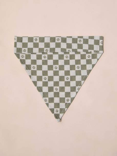 Bandana chien coton blanc imprimé+carreaux beige+marron imprimé 2 - vertbaudet enfant 