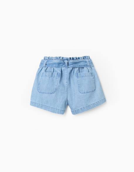 Short en jean avec taille paperbag et ceinture Bleu 2 - vertbaudet enfant 