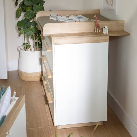 Chambre bébé complète - lit évolutif + commode à langer et armoire lumo Blanc - chêne artisan 6 - vertbaudet enfant 