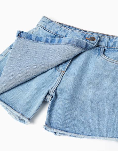 Jupe-short en jean à ourlet effiloché Bleu 4 - vertbaudet enfant 