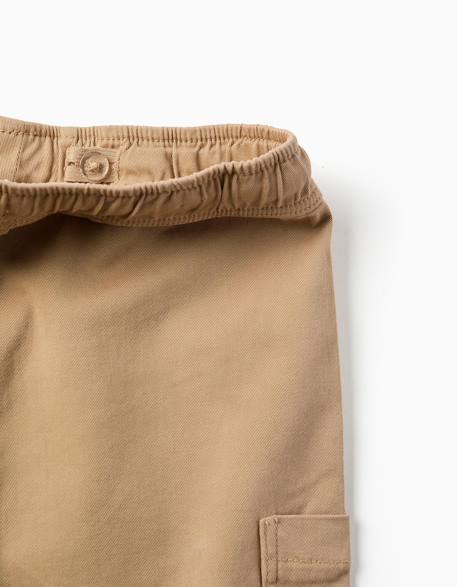Short cargo en sergé avec cordon de serrage Beige+Vert foncé 3 - vertbaudet enfant 