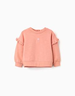-Sweat en coton à volants et broderie