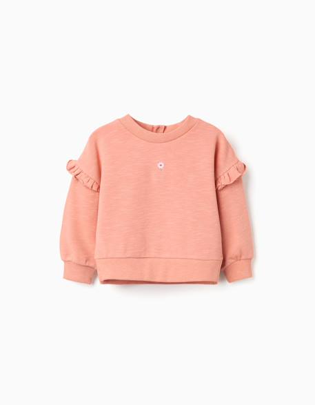 Bébé-Pull, gilet, sweat-Sweat-Sweat en coton à volants et broderie