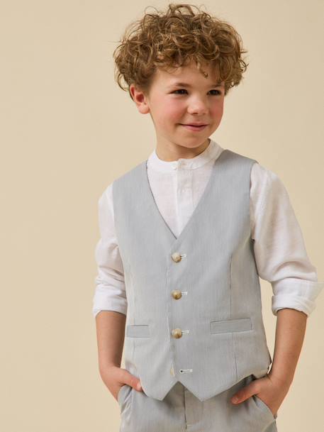 Gilet de costume rayé garçon – collection fêtes et mariages Rayure bleu grise 6 - vertbaudet enfant 